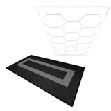 Polypropenplattor med ventilationskanaler (120 enheter) och kanter - Svart (90) och Grå (30)+ Hexagonal LED-taklampa