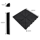 Polypropenplattor med ventilationskanaler (120 enheter) och kanter - Svart (90) och Grå (30)+ Hexagonal LED-taklampa