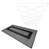 Polypropenplattor med ventilationskanaler (120 enheter) och kanter - Grå (90) och Svart  (30)+ Hexagonal LED-taklampa