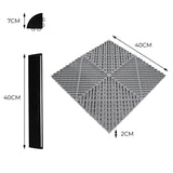 Polypropenplattor med ventilationskanaler (120 enheter) och kanter - Grå (90) och Svart  (30)+ Hexagonal LED-taklampa