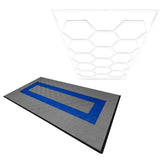 Polypropenplattor med ventilationskanaler (120 enheter) och kanter - Grå (90) och Blå (30)+ Hexagonal LED-taklampa