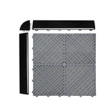 Polypropenplattor med ventilationskanaler (120 enheter) och kanter - Grå (90) och Blå (30)+ Hexagonal LED-taklampa