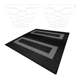 Polypropenplattor med ventilationskanaler (225enheter) och kanter - Svart (x165) och Grå (x60) + Hexagonal LED-taklampa (2 enheter)