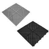 Polypropenplattor med ventilationskanaler (225enheter) och kanter - Svart (x165) och Grå (x60) + Hexagonal LED-taklampa (2 enheter)