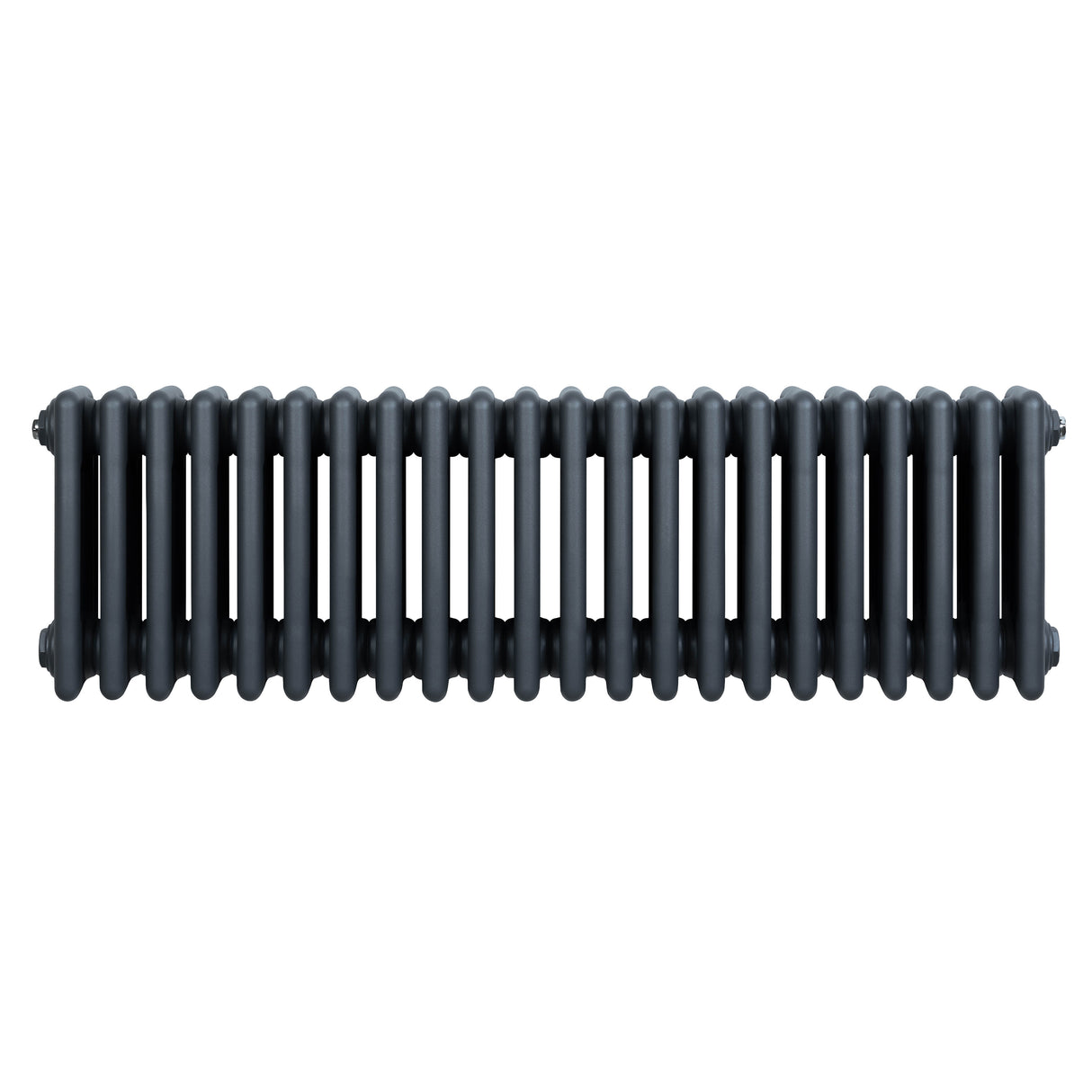 Traditionell 4-kolonnsradiator i antracit, 300 x 1010 mm, med släta, runda sektioner och en elegant, modern design