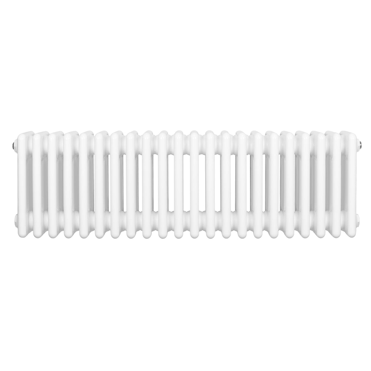 Traditionell vit 4-kolonnsradiator i stål, 300 x 1010 mm, med släta ytor och rundade kanter för elegant inredning