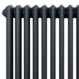 Traditionell 4-kolonnsradiator i antracit, med släta, runda rör och en elegant, industriell design som passar moderna hem