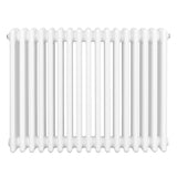 Traditionell vit 4-kolonnsradiator med släta, rundade rör och en elegant, klassisk design, perfekt för uppvärmning av rum