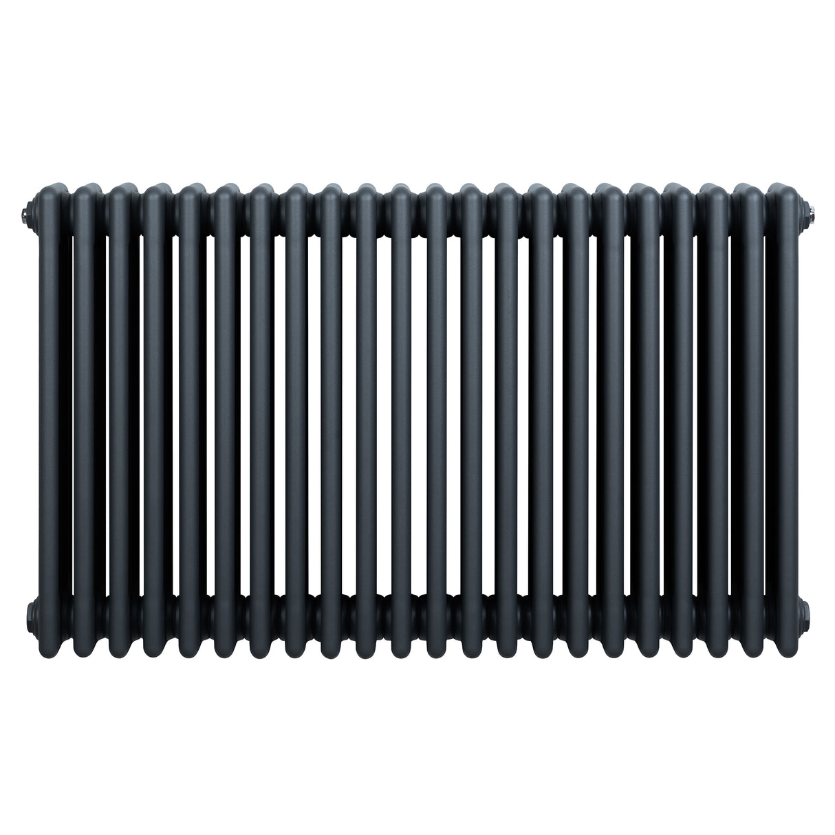 Traditionell 4-kolonnsradiator i antracitgrå, 600 x 1010 mm, med släta, runda rör och en elegant, industriell design