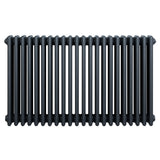 Traditionell 4-kolonnsradiator i antracitgrå, 600 x 1010 mm, med släta, runda rör och en elegant, industriell design