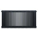 Traditionell 4-kolonnsradiator i antracitgrå, 600 x 1190 mm, med släta, runda sektioner och en elegant, modern design