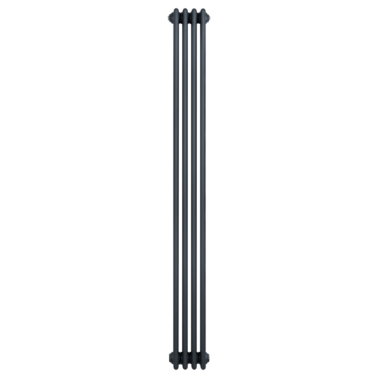 Traditionell 4-kolonnsradiator i antracitgrå, 1800 x 200 mm, med släta ytor och eleganta, avlånga former för effektiv värme