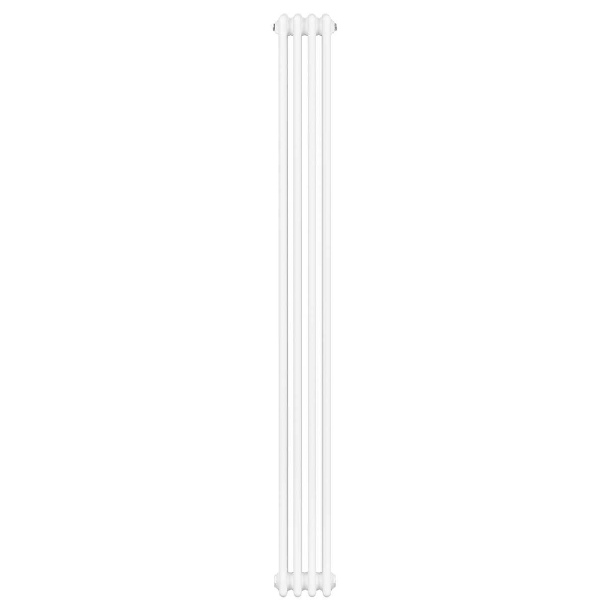 Traditionell vit 4-kolonnsradiator i metall, 1800 x 200 mm, med släta ytor och rundade kanter för ett elegant utseende