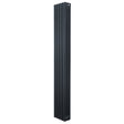 Traditionell 4-kolonnsradiator i antracitgrå, 1800 x 290 mm, med släta, vertikala ribbor och en modern, elegant design