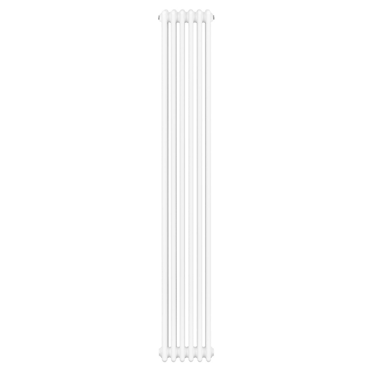 Traditionell vit 4-kolonnsradiator i metall, 1800 x 290 mm, med släta ytor och rundade kanter för ett klassiskt utseende