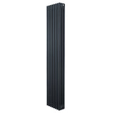 Traditionell 4-kolonnsradiator i antracitgrå, 1800 x 380 mm, med släta, vertikala lameller och en elegant, modern design