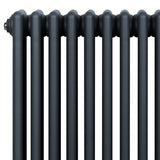 Traditionell 4-kolonnsradiator i antracitgrå, 1800 x 380 mm, med släta, runda kolonner och en elegant, modern design