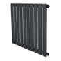Platt enkelpelarradiator i antracitgrå, 600 x 700 mm, med släta, vertikala lameller och en modern, minimalistisk design