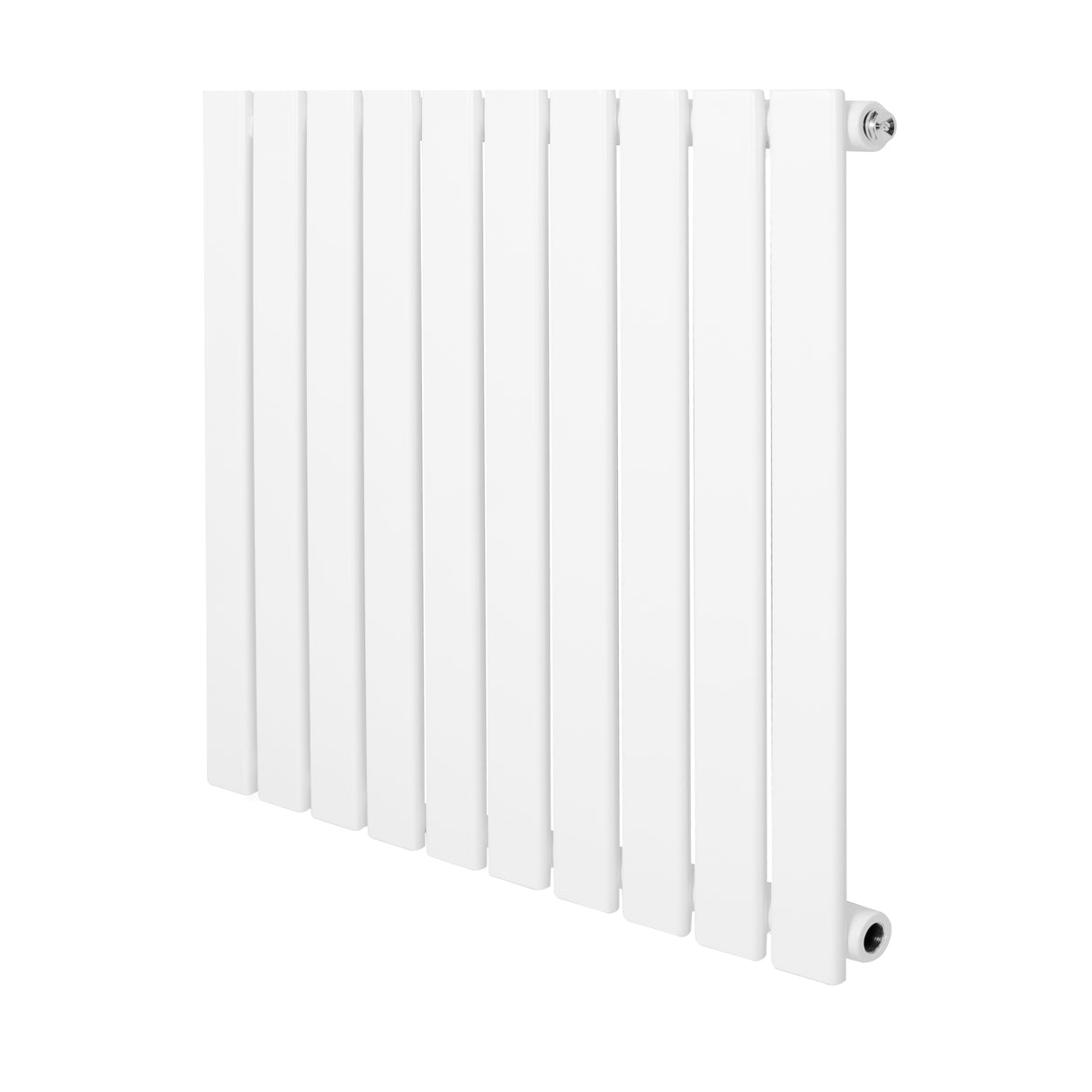 Platt enkelpelarradiator i vit färg, 600 x 700 mm, med släta, vertikala lameller och en modern, minimalistisk design