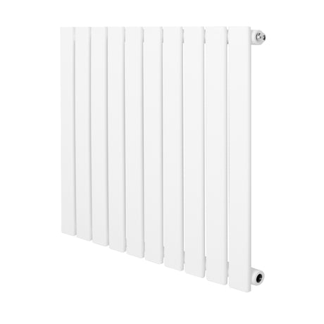 Platt enkelpelarradiator i vit färg, 600 x 700 mm, med släta, vertikala lameller och en modern, minimalistisk design