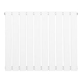 Platt enkelpelarradiator i vitt, 600 x 700 mm, med släta, rektangulära sektioner och en modern, minimalistisk design