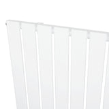 Platt enkelpelarradiator i vit färg, med släta, rektangulära ribbor och en modern, minimalistisk design för effektiv uppvärmning