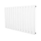 Platt enkelpelarradiator i vit färg, 600 x 910 mm, med släta ytor och rektangulära lameller för effektiv värmefördelning