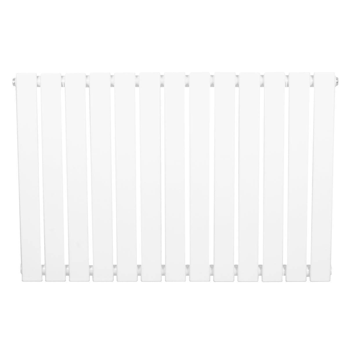 Platt enkelpelarradiator i vit färg, 600 x 910 mm, med släta, vertikala lameller och en modern, minimalistisk design