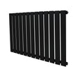Svart platt enkelpelarradiator med släta, vertikala ribbor, 600 x 910 mm, perfekt för modern inredning och effektiv uppvärmning