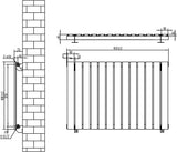 Svart platt enkelpelarradiator med måtten 600 x 910 mm, med släta ytor och stilren design, idealisk för moderna hem