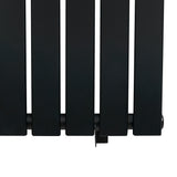 Svart platt enkelpelarradiator med släta, rektangulära paneler och en modern design, mått 600 x 910 mm