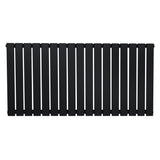 Svart platt enkelpelarradiator med släta, vertikala ribbor, mått 600 x 1190 mm, perfekt för modern inredning