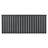 Platt enkelpelarradiator i antracitgrå, 600 x 1400 mm, med släta, vertikala lameller och en modern, stilren design
