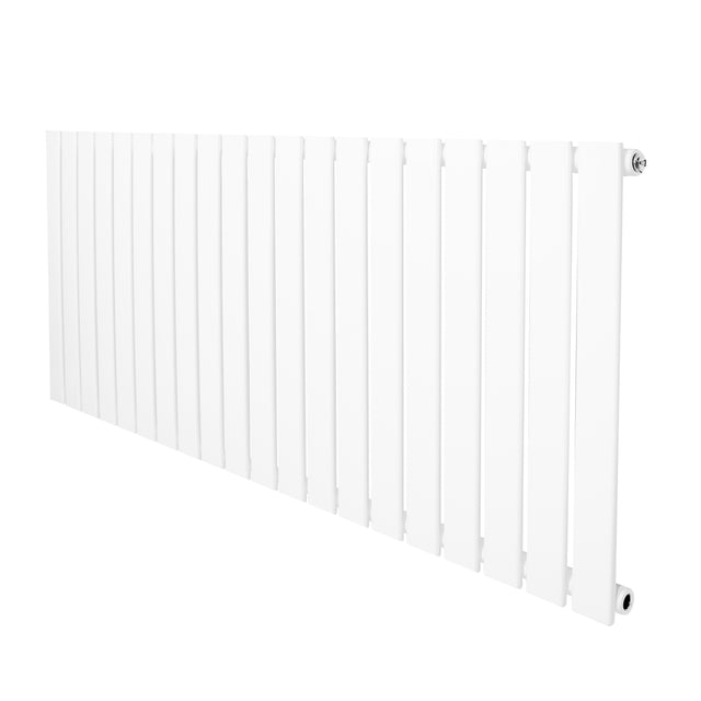 Platt enkelpelarradiator i vit färg, 600 x 1400 mm, med släta, vertikala lameller och en modern, minimalistisk design