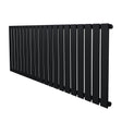Svart platt enkelpelarradiator med släta, vertikala lameller, mått 600 x 1400 mm, perfekt för modern inredning