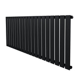 Svart platt enkelpelarradiator med släta, vertikala lameller, mått 600 x 1400 mm, perfekt för modern inredning