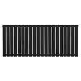 Svart platt enkelpelarradiator i metall, 600 x 1400 mm, med släta, vertikala ribbor och en modern, minimalistisk design