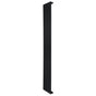 Svart platt enkelpelarradiator med slanka, vertikala ribbor, mått 1600 x 280 mm, perfekt för moderna inredningar