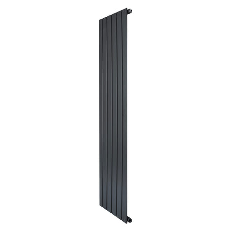 Platt enkelpelarradiator i antracitgrå, 1600 x 420 mm, med släta, vertikala lameller och en modern, stilren design