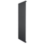Platt enkelpelarradiator i antracitgrå, 1600 x 560 mm, med släta, vertikala lameller och modern, stilren design