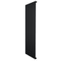 Svart platt enkelpelarradiator i metall, 1600 x 560 mm, med släta, vertikala ribbor och minimalistisk design för modern inredning