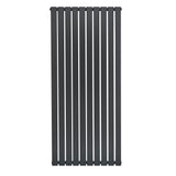Platt enkelpelarradiator i antracitgrå, 1600 x 700 mm, med släta, vertikala lameller och modern, stilren design