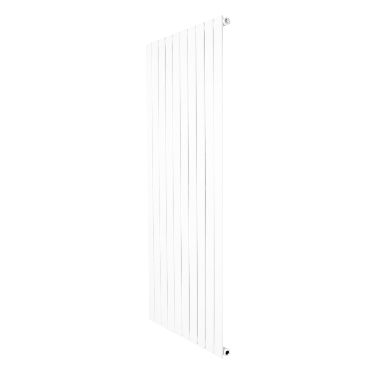 Platt enkelpelarradiator i vit färg, 1600 x 700 mm, med släta ytor och vertikala ribbor för effektiv värmefördelning