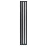 Platt enkelpelarradiator i antracitgrå, 1800 x 280 mm, med släta ytor och moderna, avlånga sektioner för effektiv värme