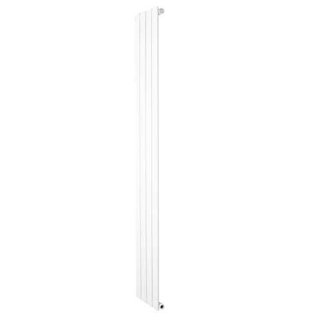 Vit platt enkelpelarradiator med slät yta, mått 1800 x 280 mm, perfekt för modern inredning och effektiv värmefördelning