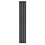 Platt enkelpelarradiator i svart, 1800 x 280 mm, med släta ytor och moderna linjer, perfekt för stilren inredning