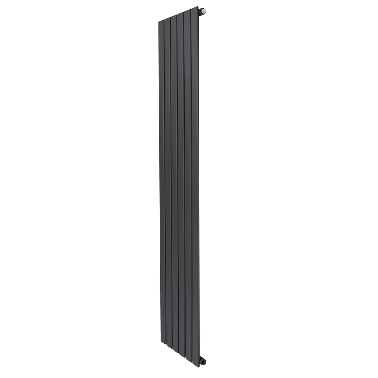 Platt enkelpelarradiator i antracitgrå, 1800 x 420 mm, med släta, vertikala lameller och minimalistisk design för modern inredning