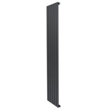 Platt enkelpelarradiator i antracitgrå, 1800 x 420 mm, med släta, vertikala lameller och minimalistisk design för modern inredning