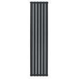 Svart platt enkelpelarradiator i metall, 1800 x 420 mm, med släta ytor och en modern, minimalistisk design som passar i alla rum