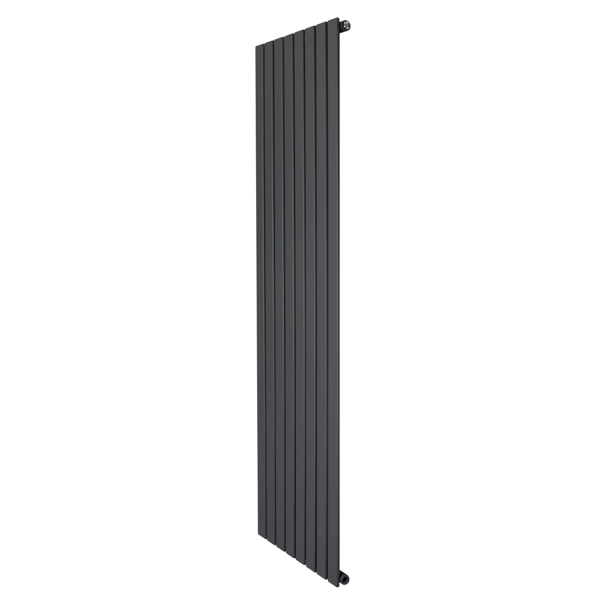 Platt enkelpelarradiator i antracitgrå, 1800 x 560 mm, med släta ytor och moderna, vertikala ribbor för effektiv värmefördelning
